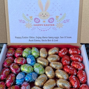 Personalizado Lindor Lindt chocolate huevos de Pascua dulces cesta golosinas caja de regalo regalos para él regalos para su lujosa caja de Pascua Lindt imagen 5