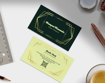 Green & Gold Business Card | Luxury Cards | Thank You Cards | Small Business Card | Personalised Business Cards | Custom Business Cards