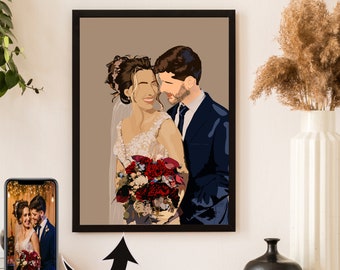 Retrato sin rostro, ilustración personalizada, ilustración fotográfica, foto personalizada, retrato personalizado, regalo de novio, regalo de novia.