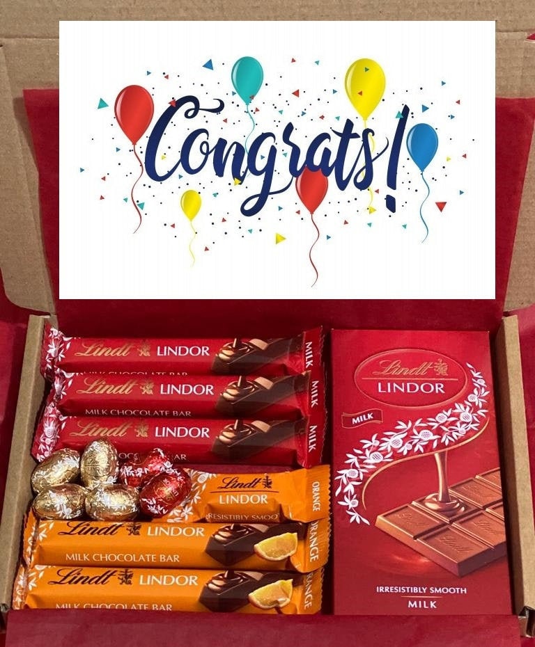 Lindt Chocolate Hamper Gift Box | Personalised Hamper | Lindor Lint Present | Letterbox Gift Hug In A Box Fathers Day Gift Eid Ramadan Gift