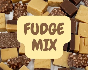 Vegetarian, Gluten Gelatine Free Handmade Fudge Gift Hamper Bag Pick & Mix Party Sweets Pouch Vanilla, Choco, Caramel, Sea Salt, Banana