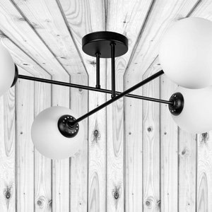 Ceiling light lamp ceiling lamp black loft industrial E27 230V black white ball 4-bulb image 1