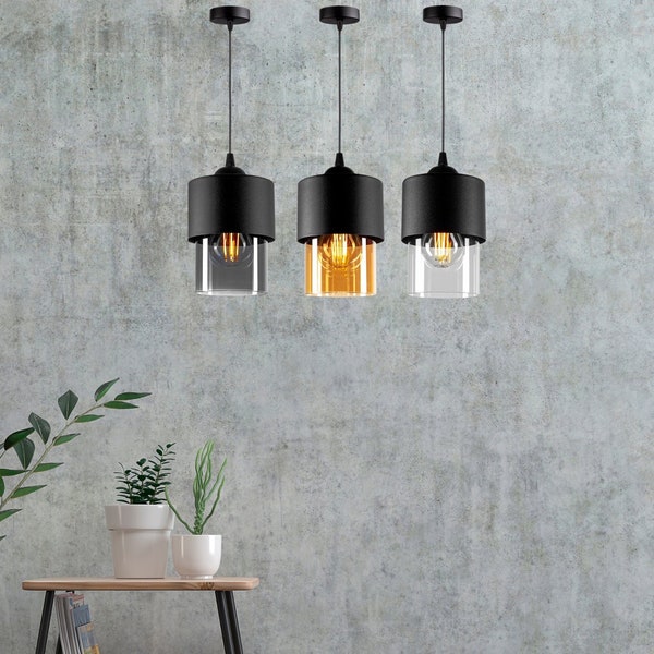 Hängende Deckenleuchte Pendelleuchte Modern Chandelier Dekorative Nachtlampe Graphit  Honig Transparent 1-Flammig