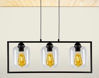 Pendant Lamp Ceiling Lamp Lamp Black Modern 230V E27 3 Flame Graphite, Honey, Transparent of Choice