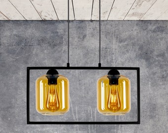 Pendant Lamp Ceiling Lamp Lamp Black Modern 230V E27 2 Flammig Graphite, Honey, Transparent of choice