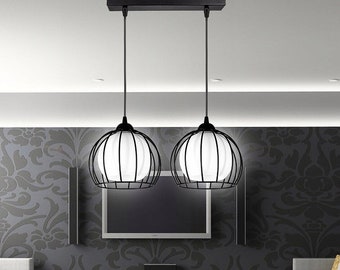 Modern glass hanging lamp in loft style with 2 lights