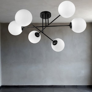 Ceiling light lamp ceiling lamp black loft industrial E27 230V black white ball 6-flame