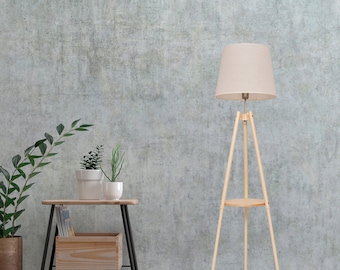 Lamp Floor Lamp Floor Lamp with Shelf Boho, Variants - Natural Wood, Brown Wood, Ebony
