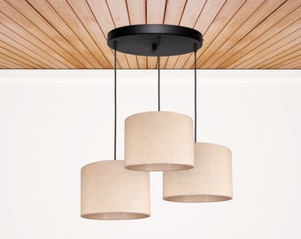 ONLUX Boho Hängende Deckenleuchte Pendelleuchte Modern Chandelier Dekorative Nachtlampe Jute Weiß 3-Flammig