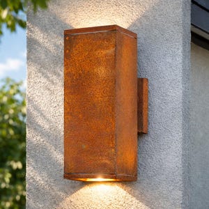Rusty Up & Down Outdoor Wall Light with Real Rust | Vintage Facade Lamp GU10 IP44 | Rustic Garden Lamp Outdoor Lamp