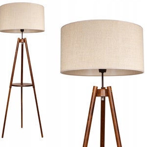 Lamp vloerlamp vloerlamp met plank Boho, varianten natuurlijk hout, bruin hout, ebbenhout afbeelding 7