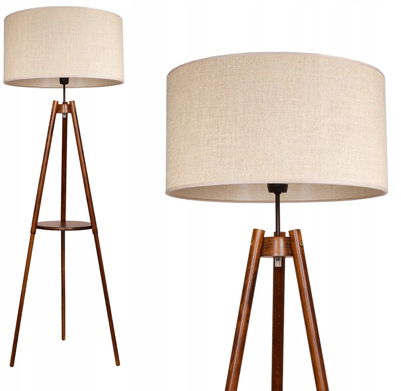 Lamp vloerlamp vloerlamp met plank Boho, varianten natuurlijk hout, bruin hout, ebbenhout afbeelding 7