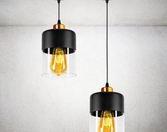 Loft-Glasdeckenlampe mit Kupfer-Elementen - Modernes Beleuchtungselement für Jedes Interieur
