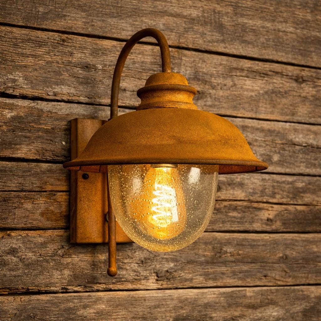 Rustic Outdoor Wall Light, Real Rust Finish – Vintage Industrial Lamp ...