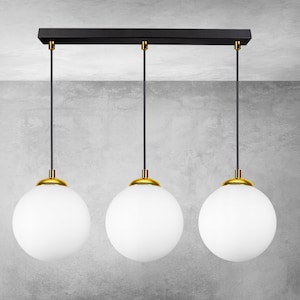 Pendant light ceiling lamp black modern 230V E27 3 flames gold ball white