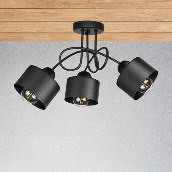 Deckenlampe Deckenleuchte Schwarz Wohnzimmer Schlafzimmer Esszimmer