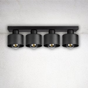 Ceiling lamp, loft style ceiling light, black, E27, 230V, 4 bulbs