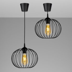 Wire Hanging Ceiling Light Pendant Light Modern Black Wire Light