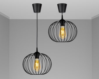 Wire Hanging Ceiling Light Pendant Light Modern Black Wire Light