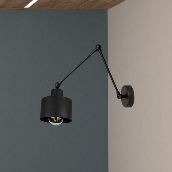 Wandleuchte Moderne Minimalistische Wandlampe Schwarz Industrial E27 Rund Vanities