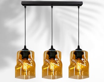 Hanging ceiling lamp Pendant lamp glass graphite honey - transparent of choice E27 3-flame