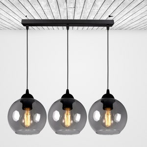 Hanging ceiling light pendant light glass graphite-honey-transparent as desired E27 3-bulb