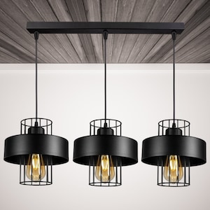 Hanging Ceiling Light Pendant Light Black Black 3-bulb E27 -2086-