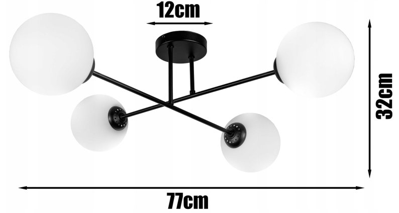 Ceiling light lamp ceiling lamp black loft industrial E27 230V black white ball 4-bulb image 3