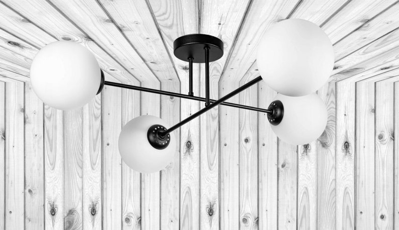 Ceiling light lamp ceiling lamp black loft industrial E27 230V black white ball 4-bulb image 1
