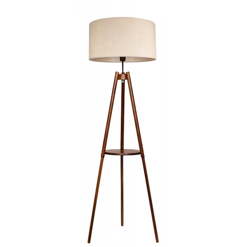 Lamp vloerlamp vloerlamp met plank Boho, varianten natuurlijk hout, bruin hout, ebbenhout Braunes Holz