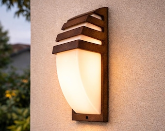 Roestkleurige buitenwandlamp E27 – Rustieke tuinlamp van aluminium, vintage buitenwandlamp IP54, gevelverlichting voor terras of balkon