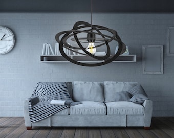 Hanging Ceiling Light Pendant Light Modern Chandelier Decorative Night Lamp Black Ring (Chrome, Copper)