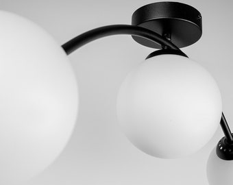 Moderne Deckenlampe, Schwarz - Weiß, im Loft-Stil mit 3xE27 Fassungen, 230V