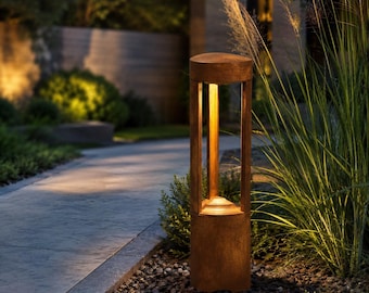 LED-paallamp met authentieke roestcoating – Moderne tuinverlichting | IP54 | Handgemaakt