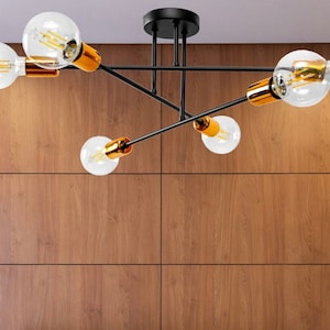 Ceiling light lamp ceiling lamp black copper loft industrial 6 flames E27 230V