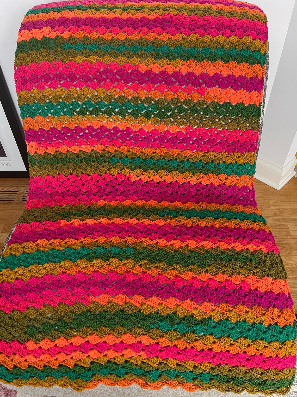 Crochet Multicolored Blanket/throw/shawl/lapghan Etsy