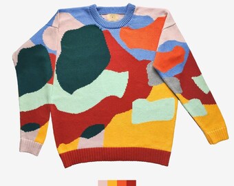 Suéter de punto intarsia hecho a mano: unisex