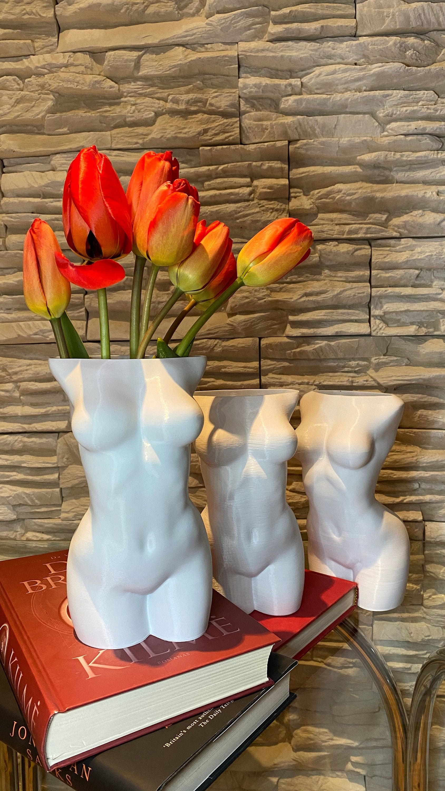 Vaso decorativo a forma di busto femminile, set da 3, arte moderna per Vaso decorativo a forma di busto femminile, set da 3, arte moderna per