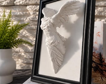 Winged Victory Wall Art – Framed 3D Sculpture, Greek Statue Home Decor