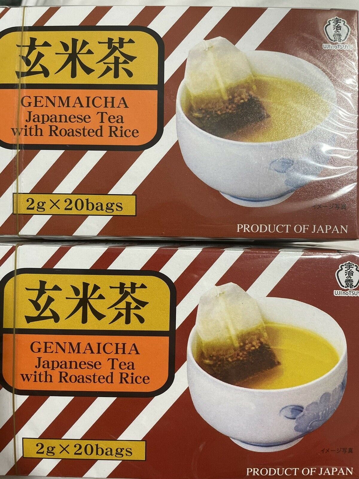 Two Boxes Japanese Roasted Rice Tea Genmaicha by Ujinotsuyu, 1.4 Oz 40g