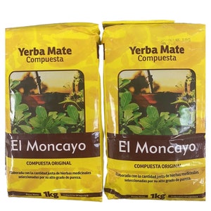 2 Packs Yerba Mate Moncayo 1kg Compuesta Original Uruguay tea