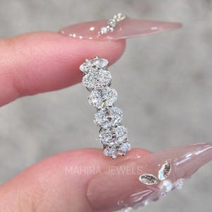 Oval Cut Lab Grown Diamond Wedding Band For her, Seven Stone Oval Band, Anniversary Ring, DE/VS Lab Created Diamonds, Oval Stackable Band