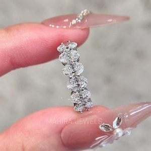 Oval Cut Lab Grown Diamond Wedding Band, Seven Stone Oval Band, Anniversary Ring, DE/VS Lab Created Diamonds, Oval Stackable Band Luxuries