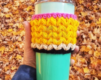 Teacher coffee cozy, teacher gifts, pencil coffee cup, candle cozy sleeve, TootieandTadpole, ready to ship, made to order