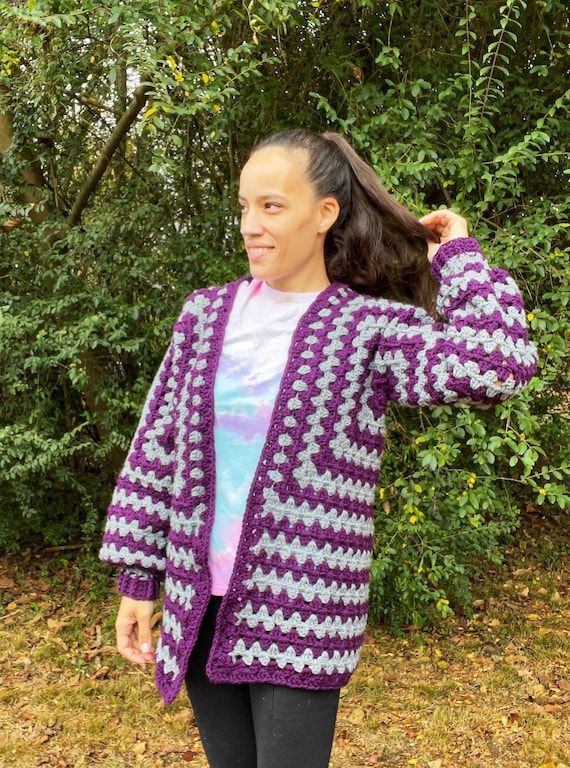 2 Color Cardigan, Loose Fit Handmade Sweater, Custom Striped