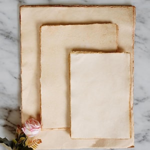 Vintage Deckle Edge Paper 6x8 inches, Cotton Papers, 130 GSM Thick & Acid-free Antique Paper For Sketching, Printing, Writing, Calligraphy