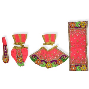 Radha Krishna Poshak Set: Deity Clothes for 6-7&quot; Idol