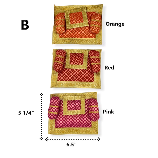 Laddu gopal bed , laddoo Gopal sringar, bal gopal bister, krishna singhasan, Kanhaji aasan, Gaddi pillow set for Krishna, Gopal mattress