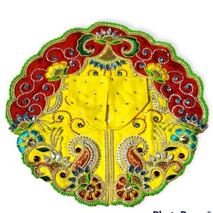 Beaded Peacock Krishna Dress: Laddu Gopal Poshak (Size 6, 12&quot; Diameter)