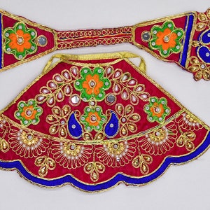 2 pcs  Poshak for Mataji  size 5.5" lehenga. mataji dress , clothes for deities , Navratri , sherawali mata.